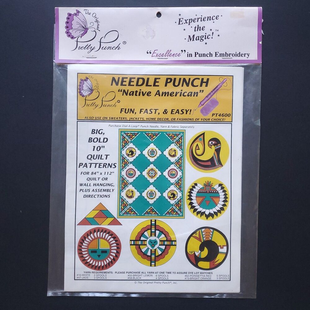 Needle Punch 10 Native American Quilt Patterns Original Pretty Punch PT4600